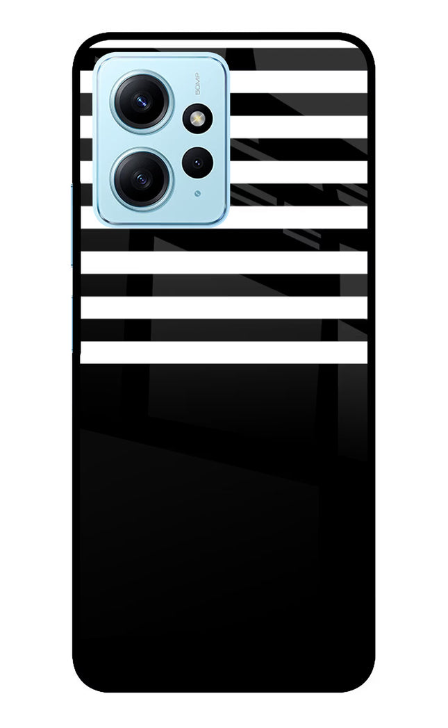 Black and White Print Redmi Note 12 4G Glass Case Back Cover by Casekaro