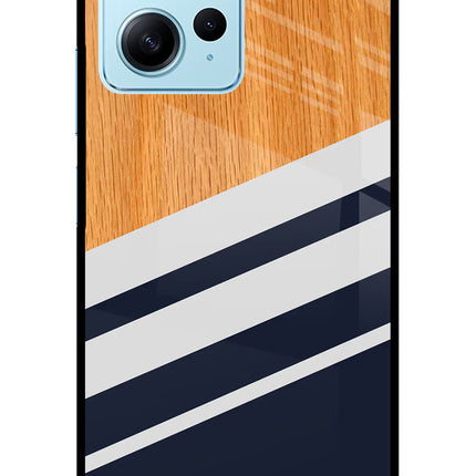 Blue and white wooden Redmi Note 12 4G Glass Case Back Cover by Casekaro