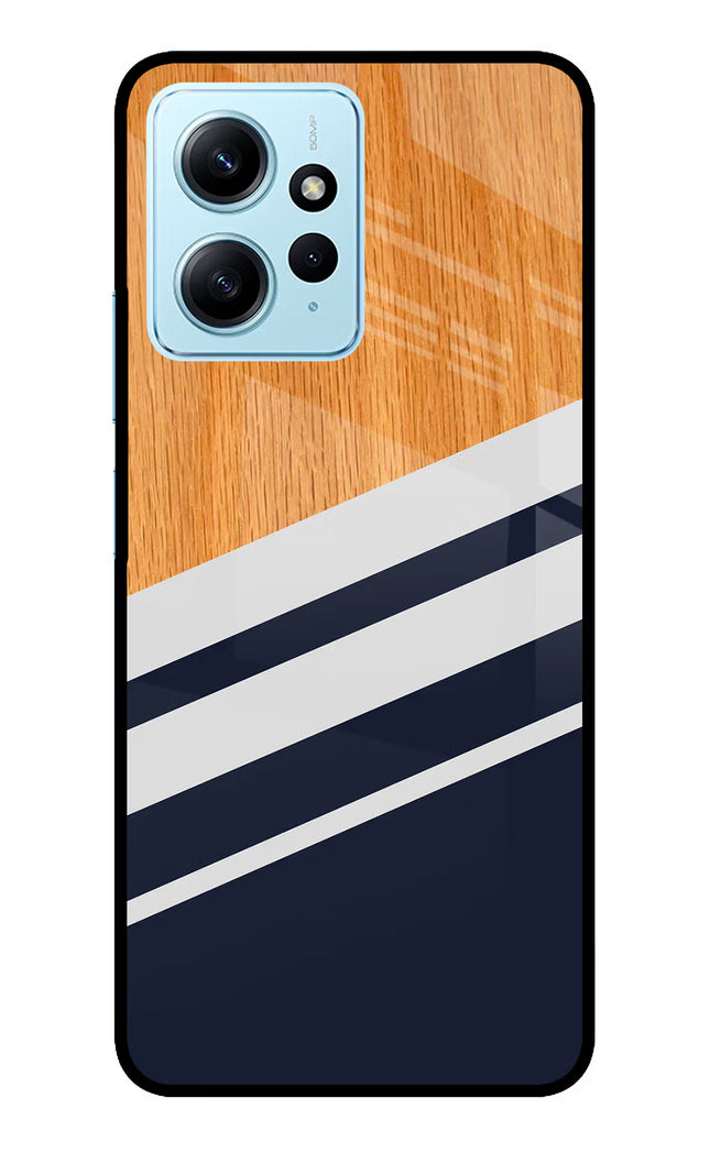 Blue and white wooden Redmi Note 12 4G Glass Case Back Cover by Casekaro