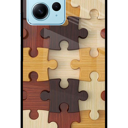Wooden Puzzle Redmi Note 12 4G Glass Case Back Cover by Casekaro