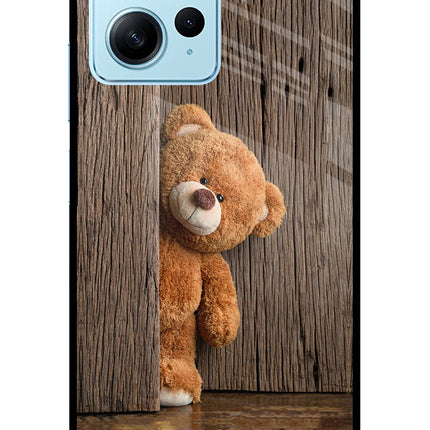 Teddy Wooden Redmi Note 12 4G Glass Case Back Cover by Casekaro