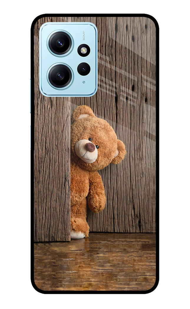 Teddy Wooden Redmi Note 12 4G Glass Case Back Cover by Casekaro