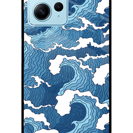 Blue Waves Redmi Note 12 4G Glass Case Back Cover by Casekaro