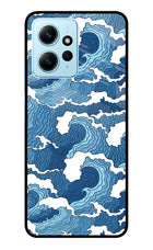 Blue Waves Redmi Note 12 4G Glass Case Back Cover by Casekaro