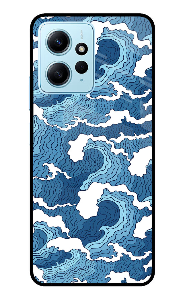 Blue Waves Redmi Note 12 4G Glass Case Back Cover by Casekaro