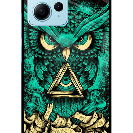 Green Owl Redmi Note 12 4G Glass Case Back Cover by Casekaro