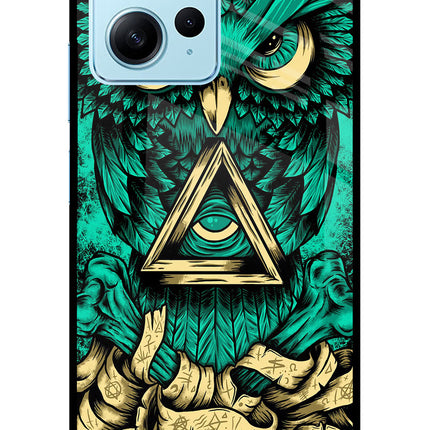 Green Owl Redmi Note 12 4G Glass Case Back Cover by Casekaro