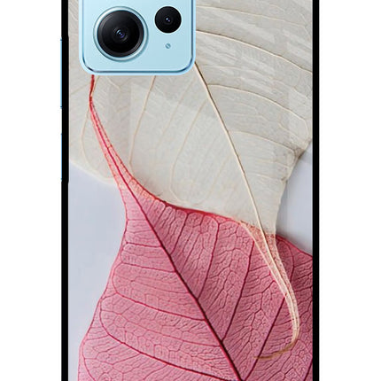 White Pink Leaf Redmi Note 12 4G Glass Case Back Cover by Casekaro