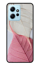 White Pink Leaf Redmi Note 12 4G Glass Case Back Cover by Casekaro