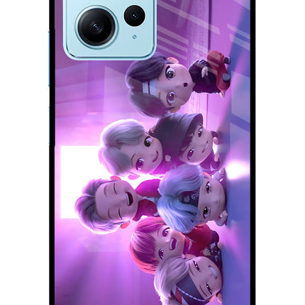 BTS Chibi Redmi Note 12 4G Glass Case Back Cover by Casekaro