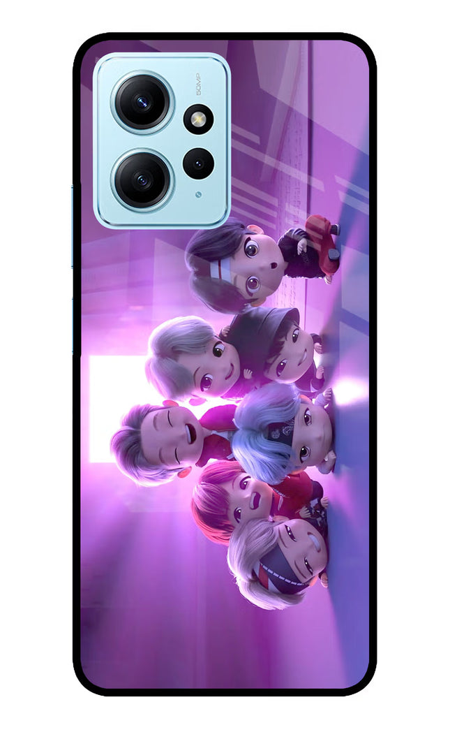 BTS Chibi Redmi Note 12 4G Glass Case Back Cover by Casekaro