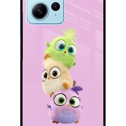 Cute Little Birds Redmi Note 12 4G Glass Case Back Cover by Casekaro