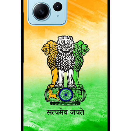 Satyamev Jayate Flag Redmi Note 12 4G Glass Case Back Cover by Casekaro