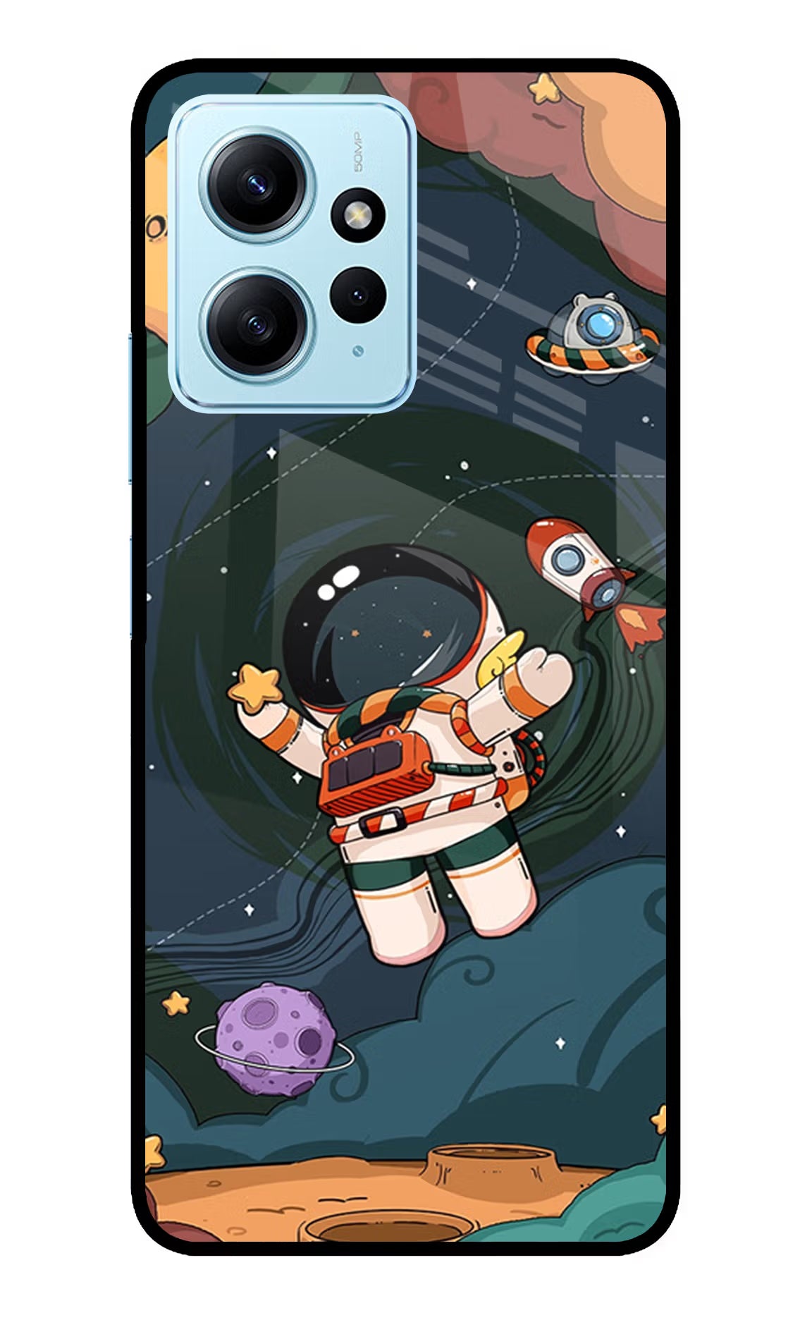 Cartoon Astronaut Redmi Note 12 4G Glass Case