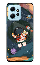 Cartoon Astronaut Redmi Note 12 4G Glass Case Back Cover by Casekaro
