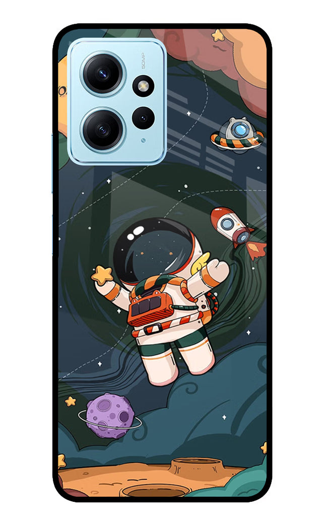 Cartoon Astronaut Redmi Note 12 4G Glass Case Back Cover by Casekaro