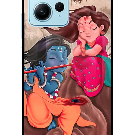 Radhe Krishna Redmi Note 12 4G Glass Case Back Cover by Casekaro