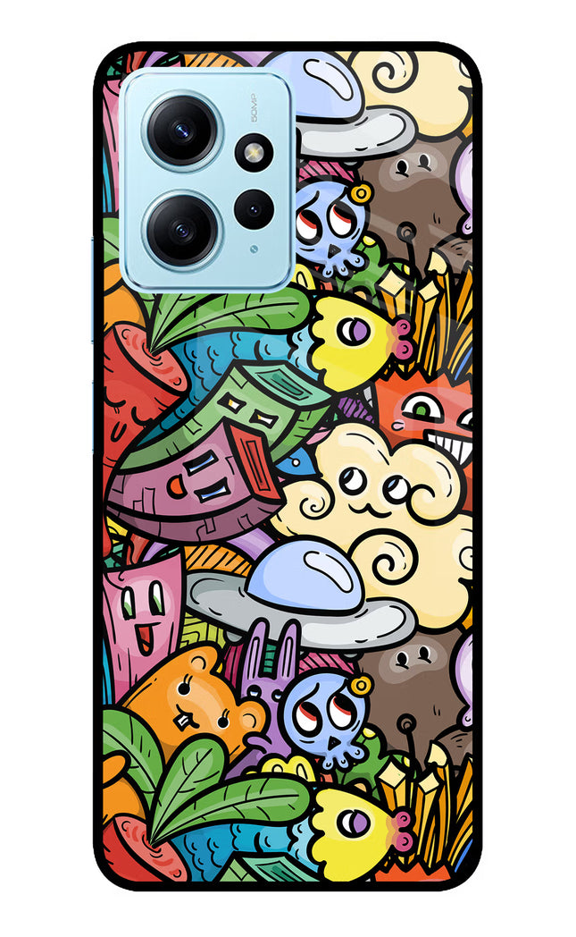 Veggie Doodle Redmi Note 12 4G Glass Case Back Cover by Casekaro