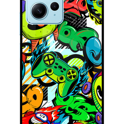 Game Doodle Redmi Note 12 4G Glass Case Back Cover by Casekaro