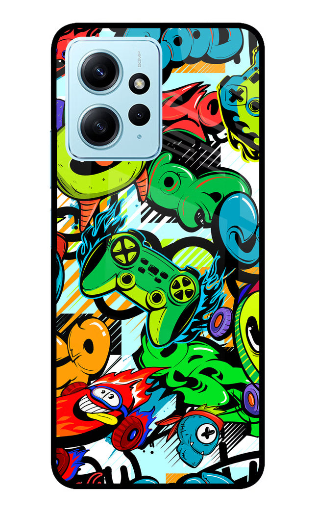 Game Doodle Redmi Note 12 4G Glass Case Back Cover by Casekaro