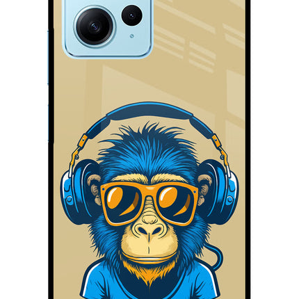 Monkey Headphone Redmi Note 12 4G Glass Case Back Cover by Casekaro