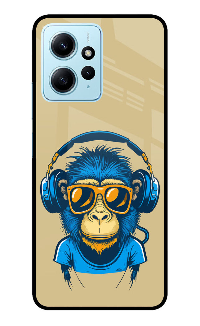 Monkey Headphone Redmi Note 12 4G Glass Case Back Cover by Casekaro