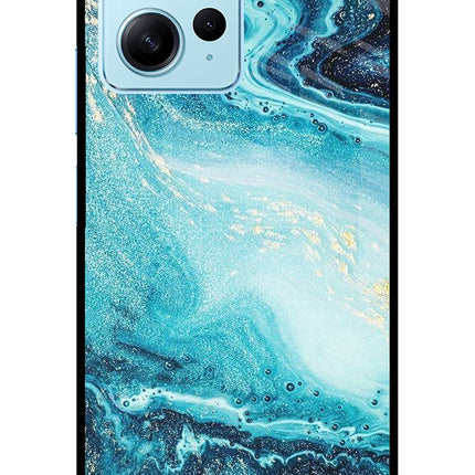 Blue Glitter Marble Redmi Note 12 4G Glass Case Back Cover by Casekaro