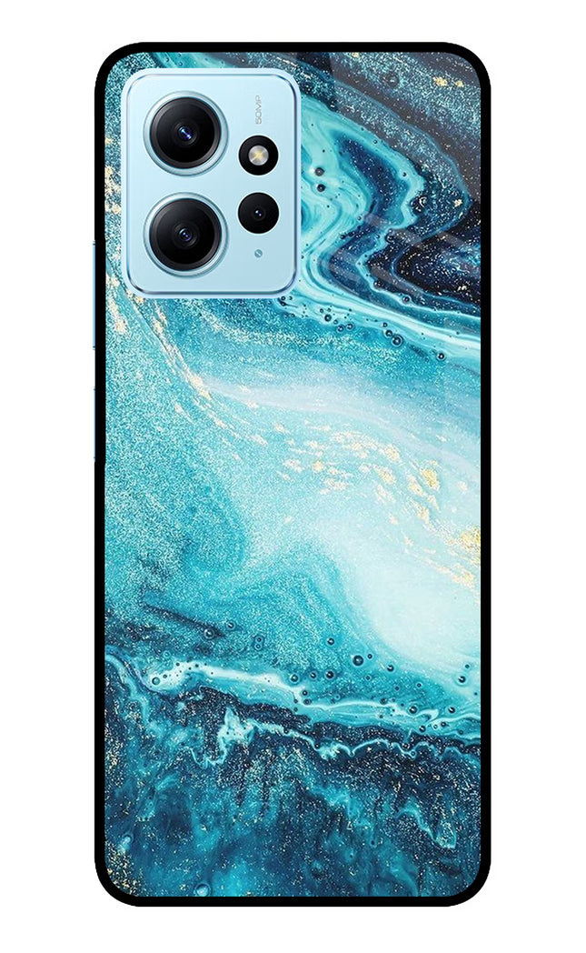 Blue Glitter Marble Redmi Note 12 4G Glass Case Back Cover by Casekaro