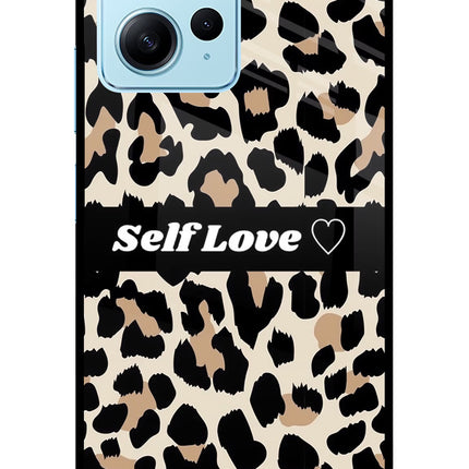 Leopard Print Self Love Redmi Note 12 4G Glass Case Back Cover by Casekaro