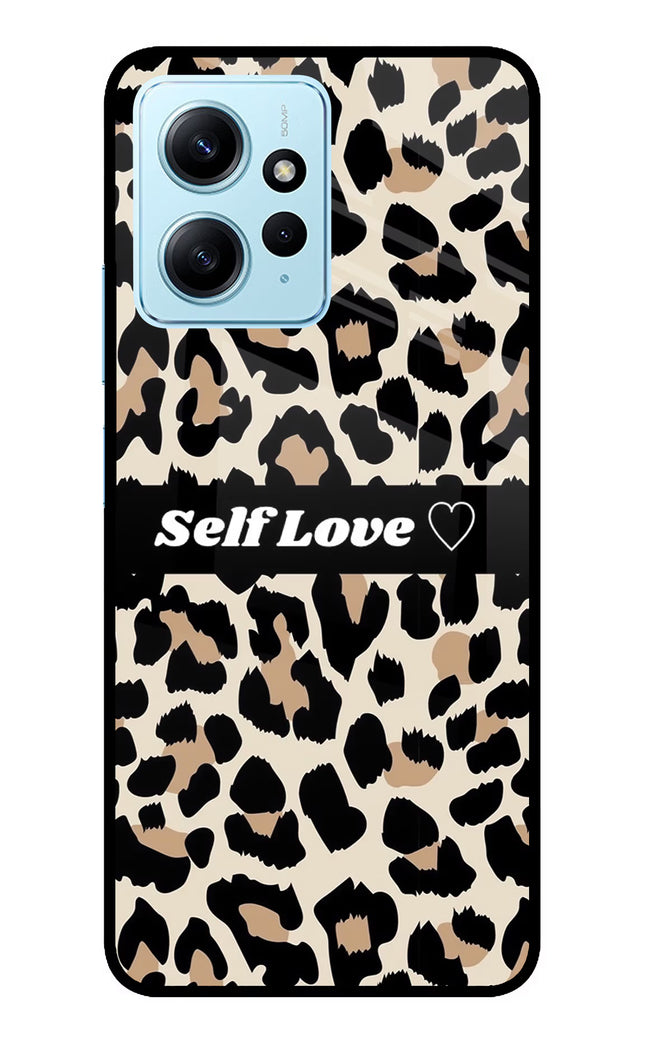 Leopard Print Self Love Redmi Note 12 4G Glass Case Back Cover by Casekaro