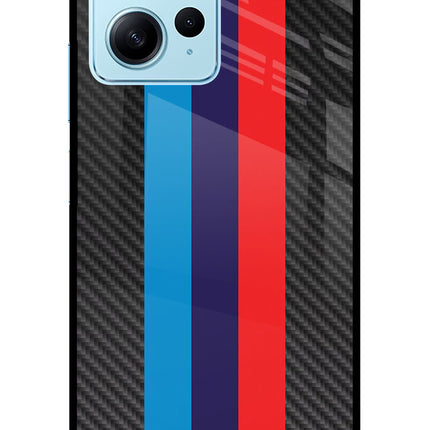 BMW Stripes Pattern Redmi Note 12 4G Glass Case Back Cover by Casekaro