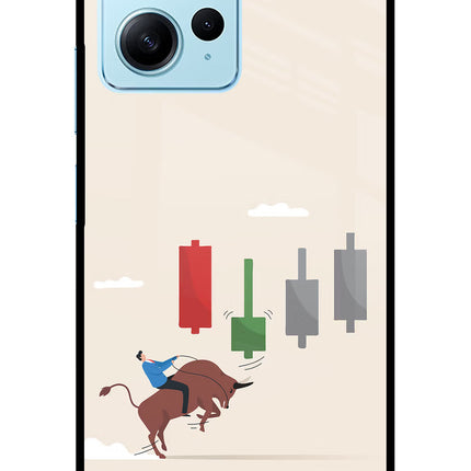 Bull Trading Momentum Redmi Note 12 4G Glass Case Back Cover by Casekaro