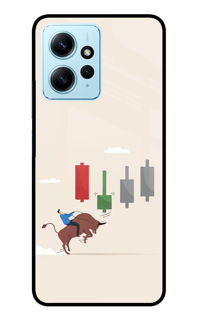 Bull Trading Momentum Redmi Note 12 4G Glass Case Back Cover by Casekaro