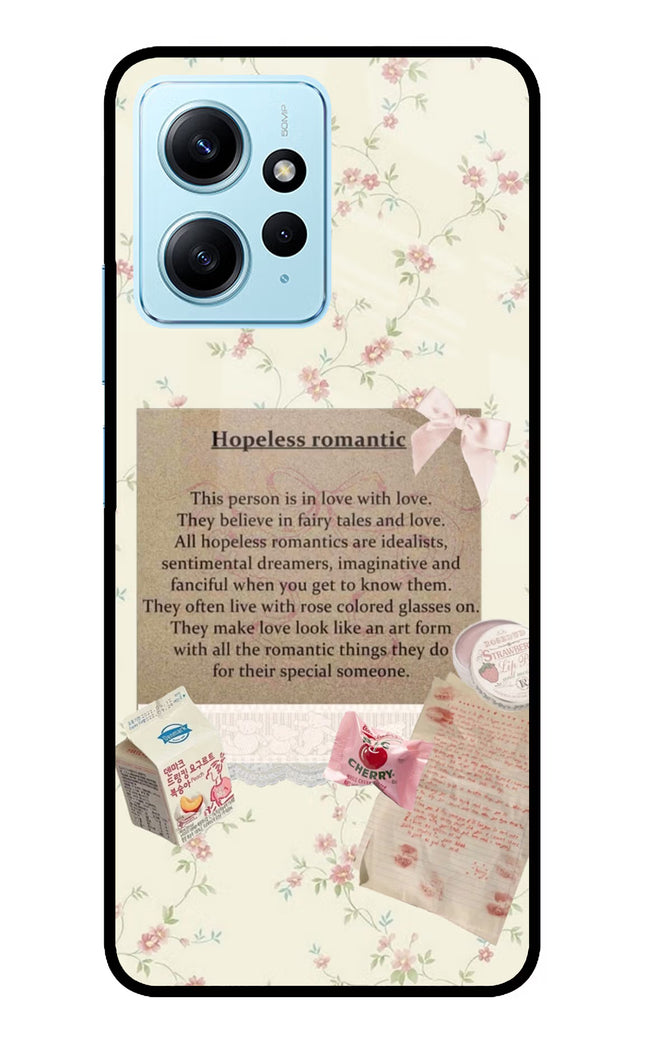 Hopeless Romantic Redmi Note 12 4G Glass Case Back Cover by Casekaro