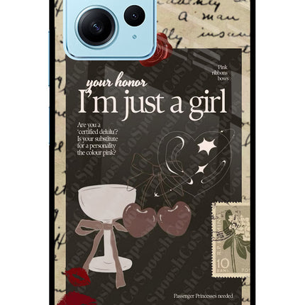 I am just a girl Redmi Note 12 4G Glass Case Back Cover by Casekaro