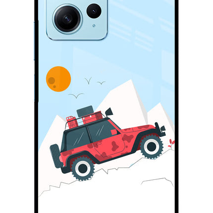 Mountain Trail Beast Redmi Note 12 4G Glass Case Back Cover by Casekaro