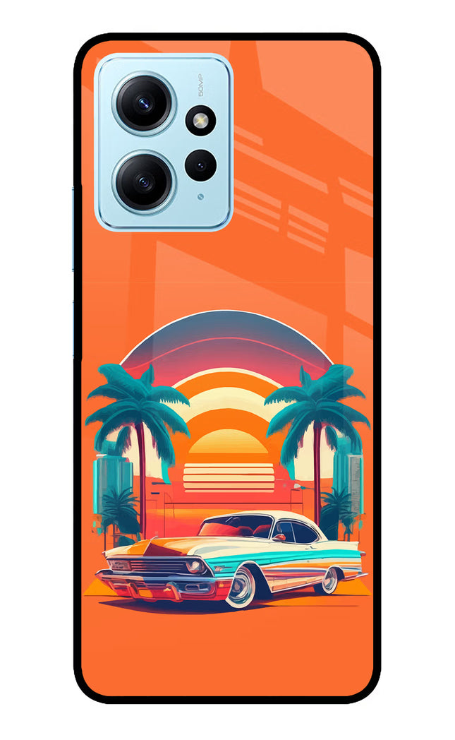 Palm Drive 80s Redmi Note 12 4G Glass Case Back Cover by Casekaro