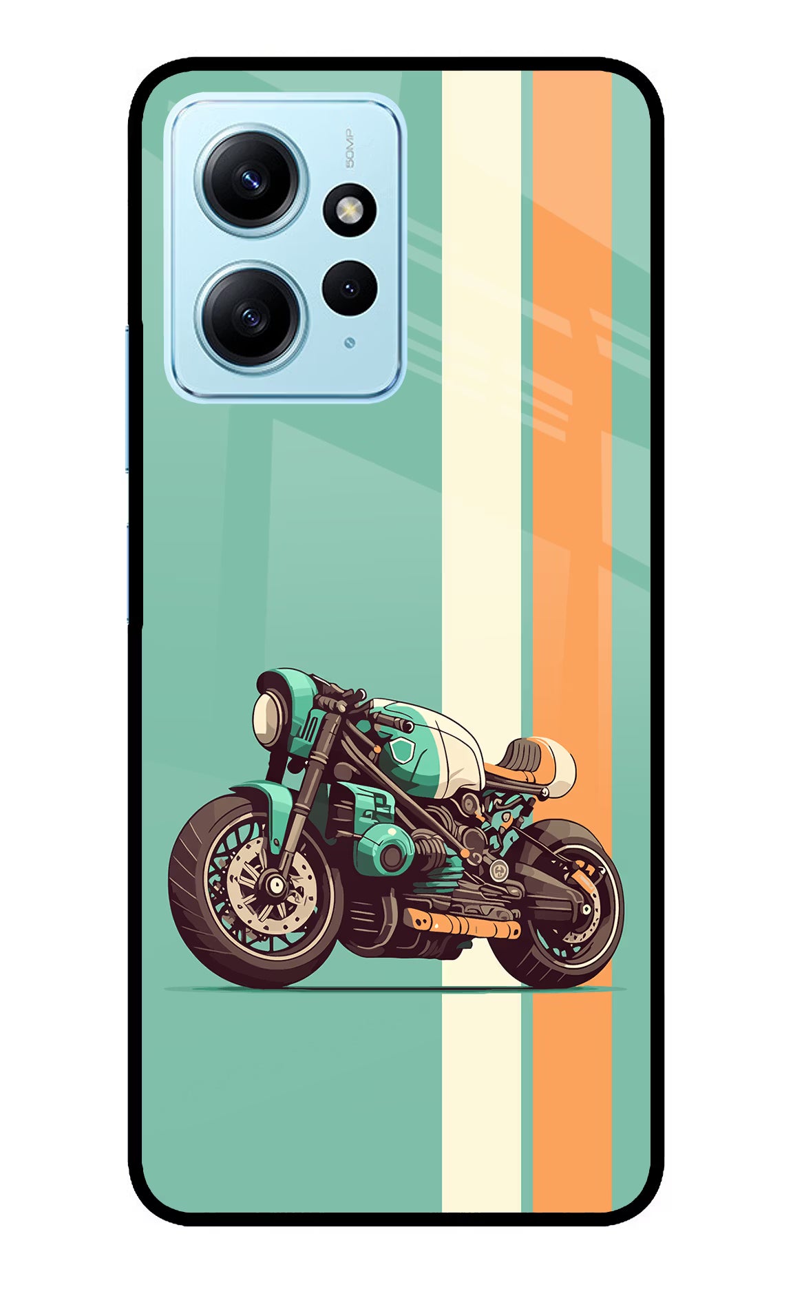 Striped Moto Drift Redmi Note 12 4G Glass Case