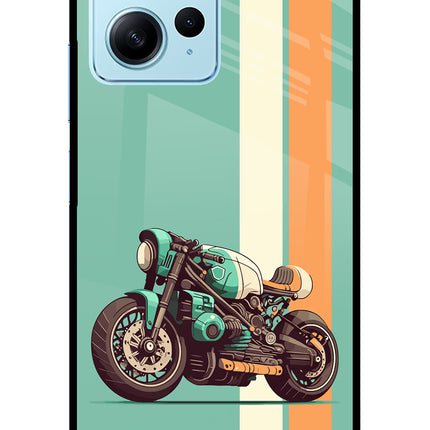Striped Moto Drift Redmi Note 12 4G Glass Case Back Cover by Casekaro