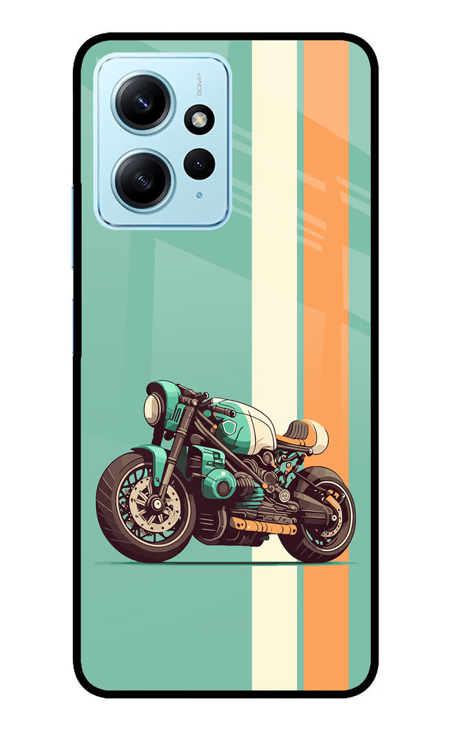 Striped Moto Drift Redmi Note 12 4G Glass Case Back Cover by Casekaro