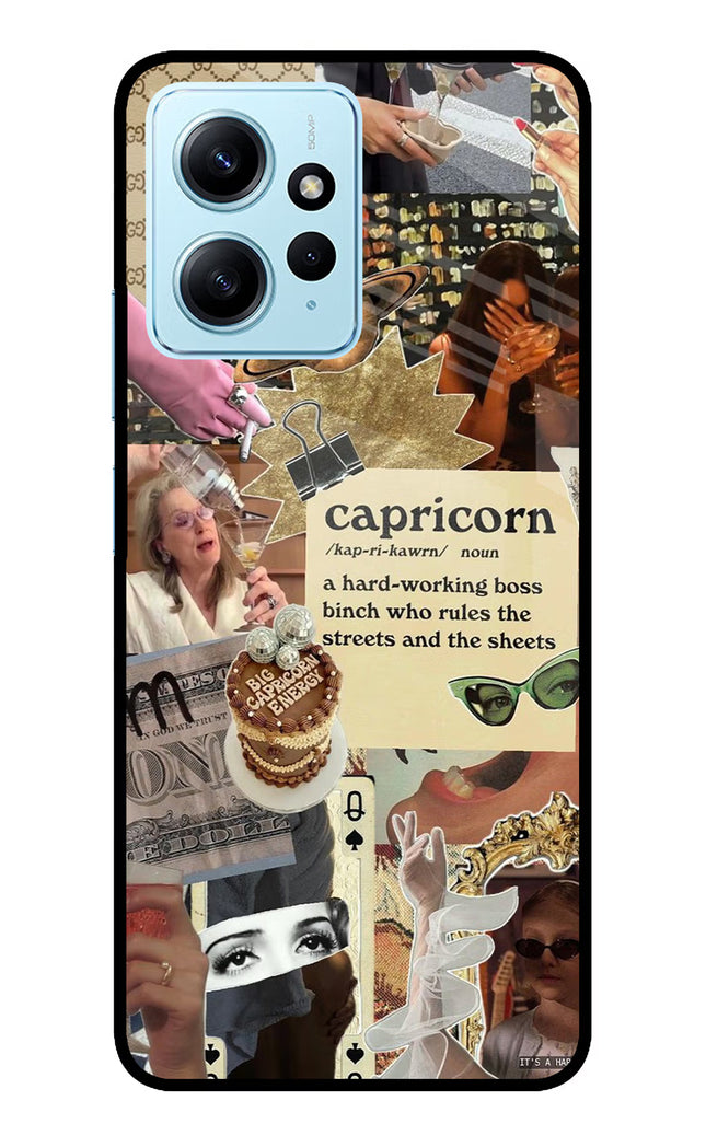 Capricorn Zodiac Redmi Note 12 4G Glass Case Back Cover by Casekaro