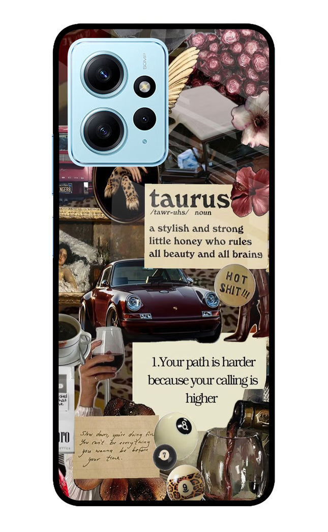 Taurus Zodiac Redmi Note 12 4G Glass Case Back Cover by Casekaro