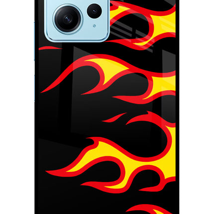 Side Sweep Flames Redmi Note 12 4G Glass Case Back Cover by Casekaro