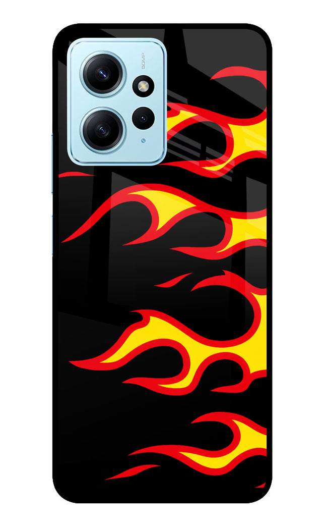 Side Sweep Flames Redmi Note 12 4G Glass Case Back Cover by Casekaro