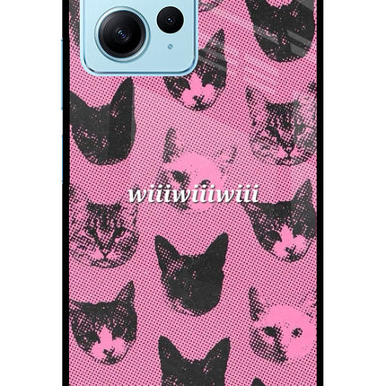 Pink Cats Redmi Note 12 4G Glass Case Back Cover by Casekaro