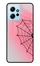 Pink Web Redmi Note 12 4G Glass Case Back Cover by Casekaro