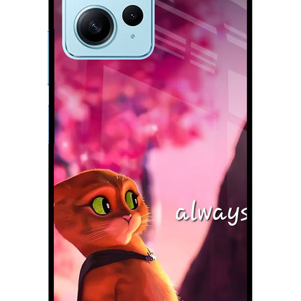 Always Cat Redmi Note 12 4G Glass Case Back Cover by Casekaro