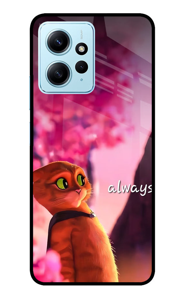 Always Cat Redmi Note 12 4G Glass Case Back Cover by Casekaro