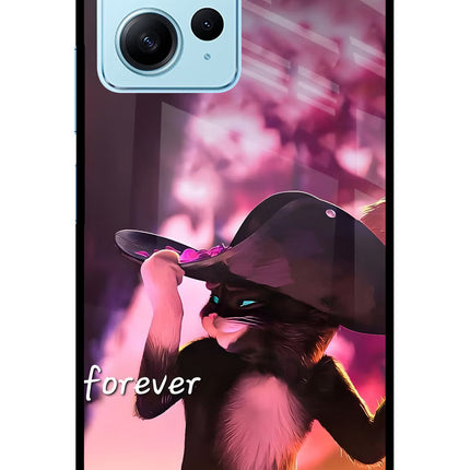 Forever Cat Redmi Note 12 4G Glass Case Back Cover by Casekaro