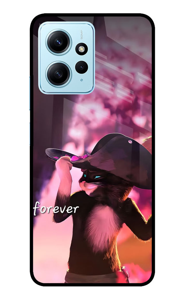 Forever Cat Redmi Note 12 4G Glass Case Back Cover by Casekaro